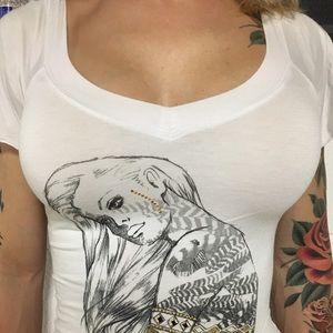 Bebe White Shirt with Gold