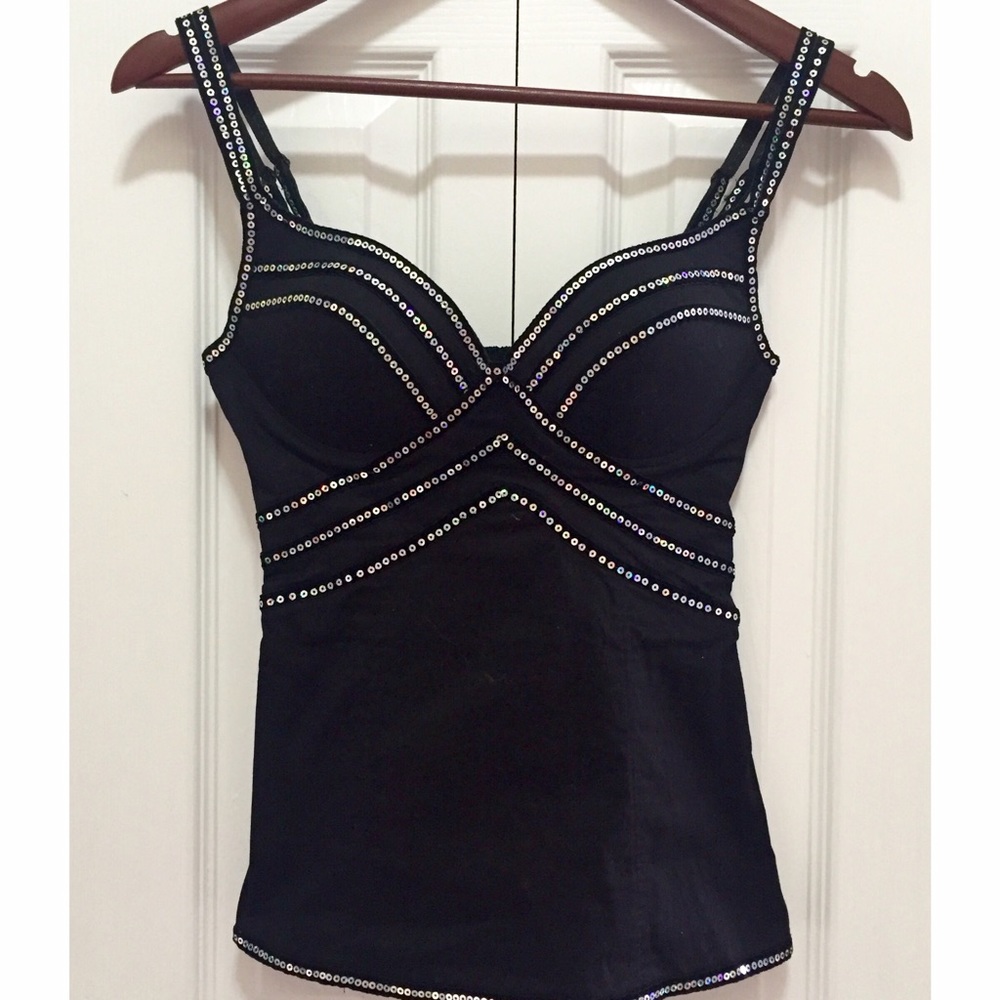 Black sexy Sequin Bustier
