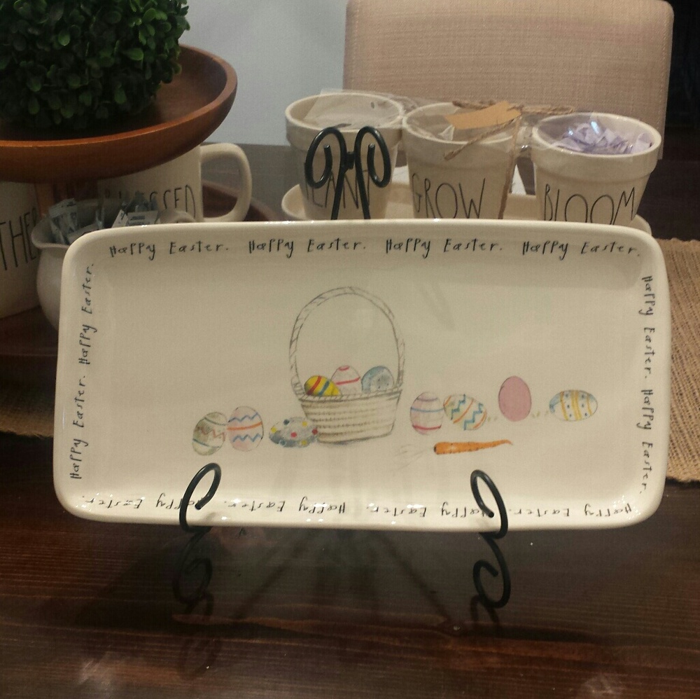 Rae Dunn Easter tray with stand