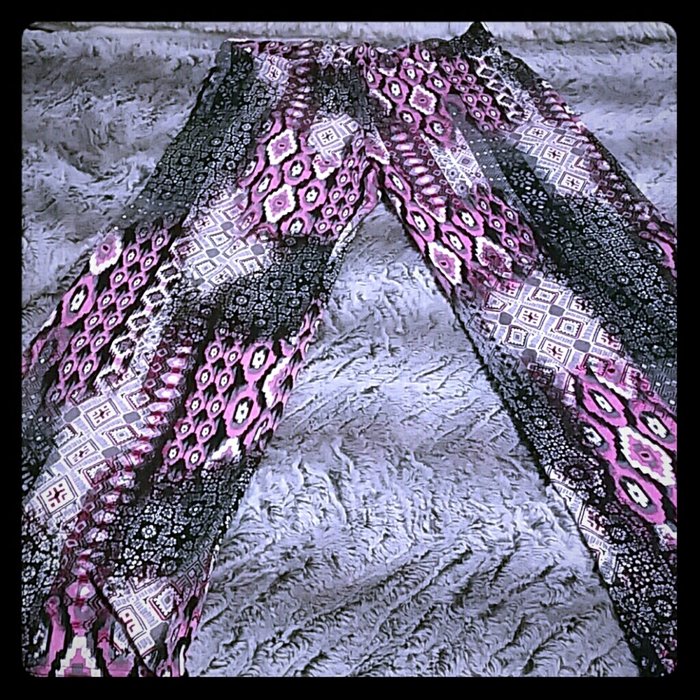 Pink and gray patterned dress pants