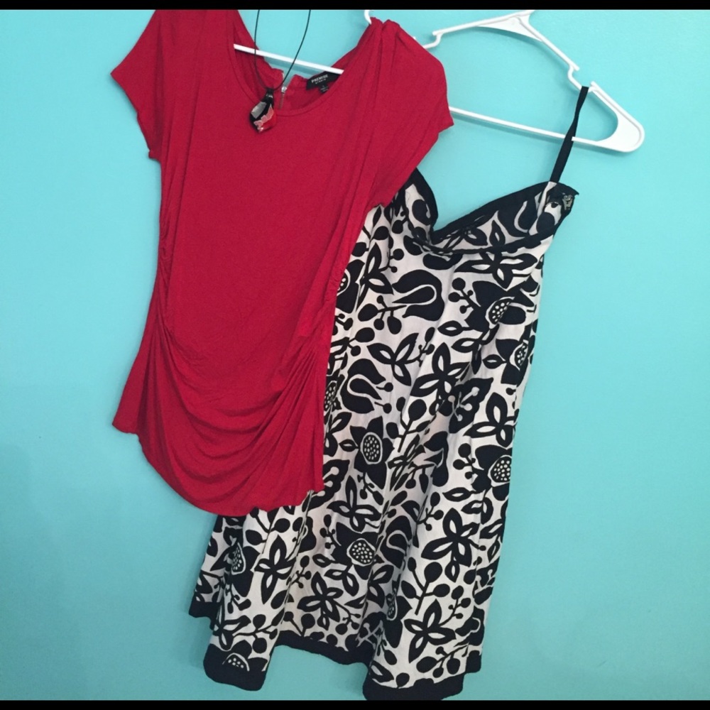 Black and white T-length skirt