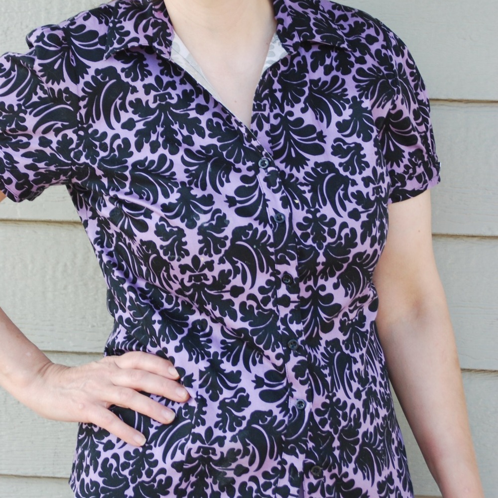 Lavender and Black Button Down