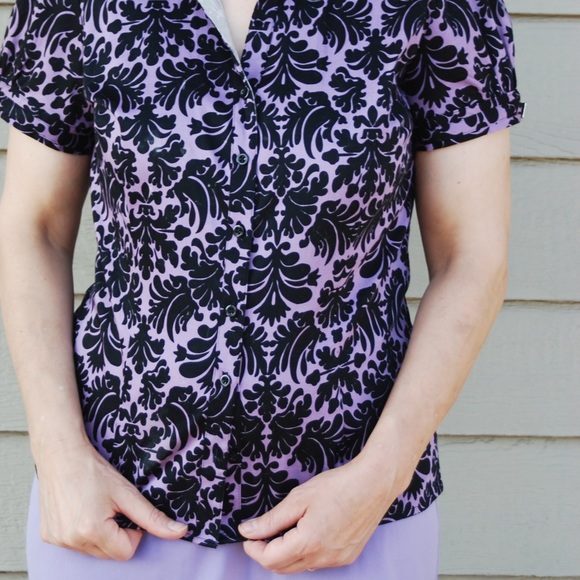 Lavender and Black Button Down - Picture 4 of 4