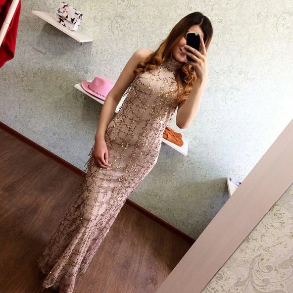 High Neck Sequin Trumpet Gown/Dress Small/Medium - Picture 2 of 4