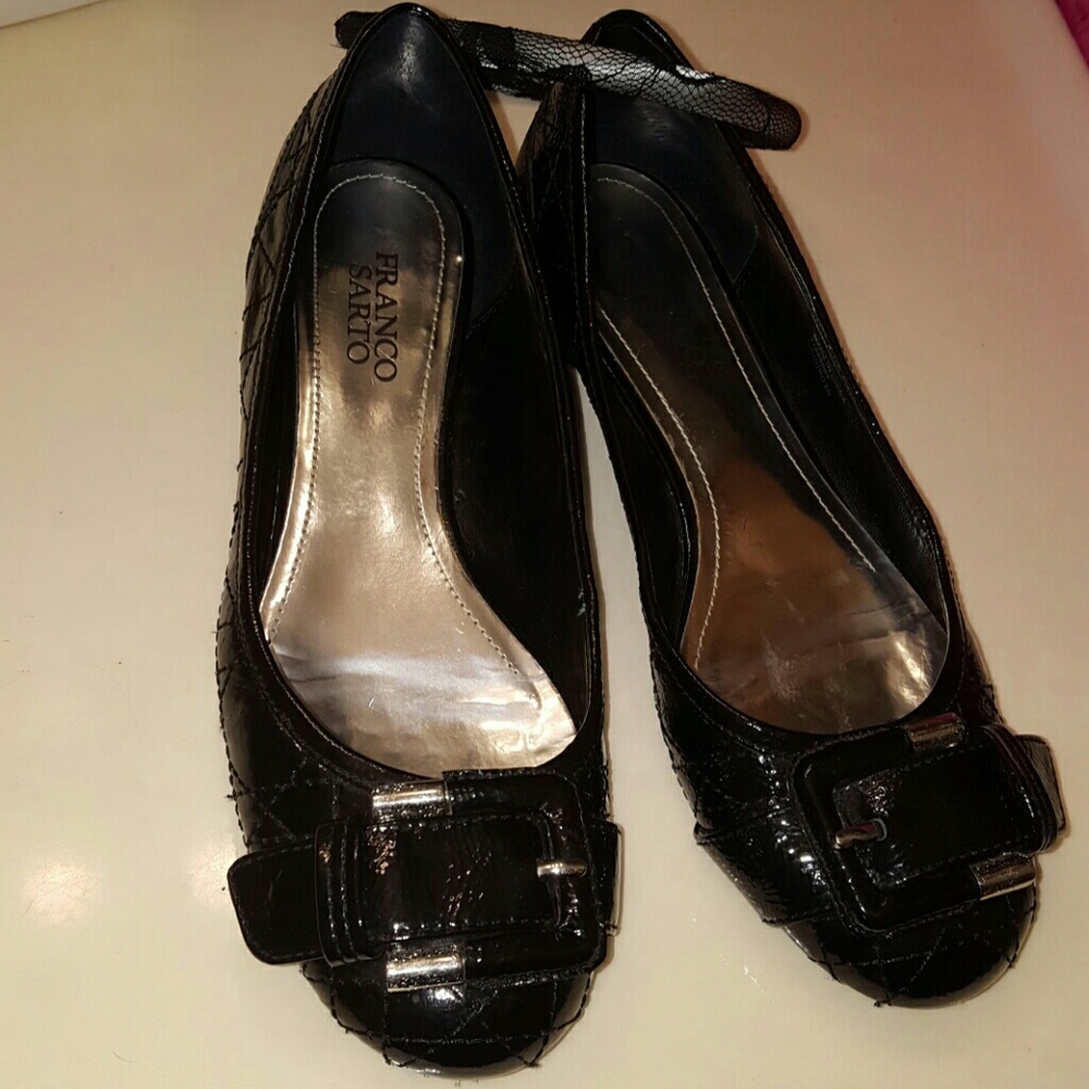 Like New Franco Sarto Black Buckle Dress Shoes 8N