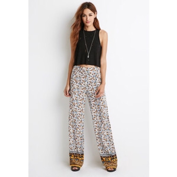 Forever 21 Pants - Adorable Gold and Teal Palazzo Pants