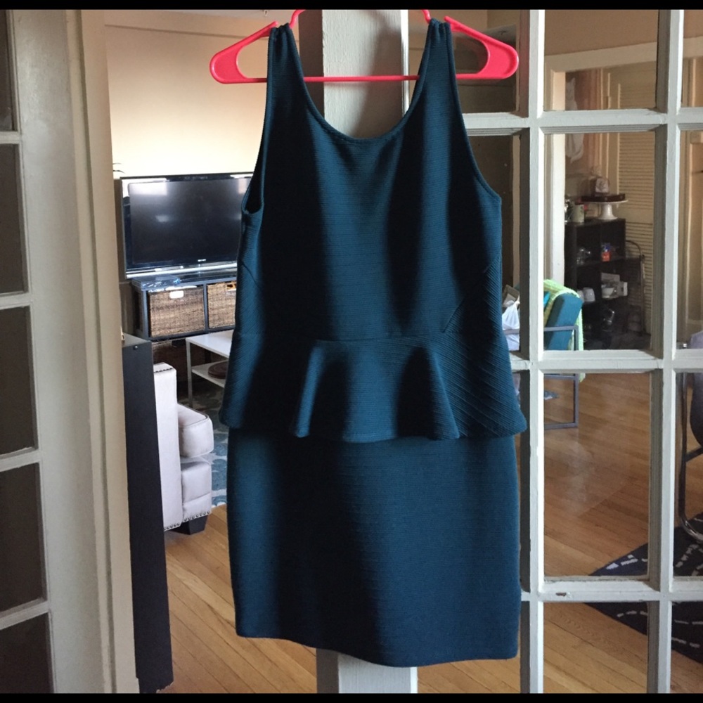 H and M Teal peplum dress size 14
