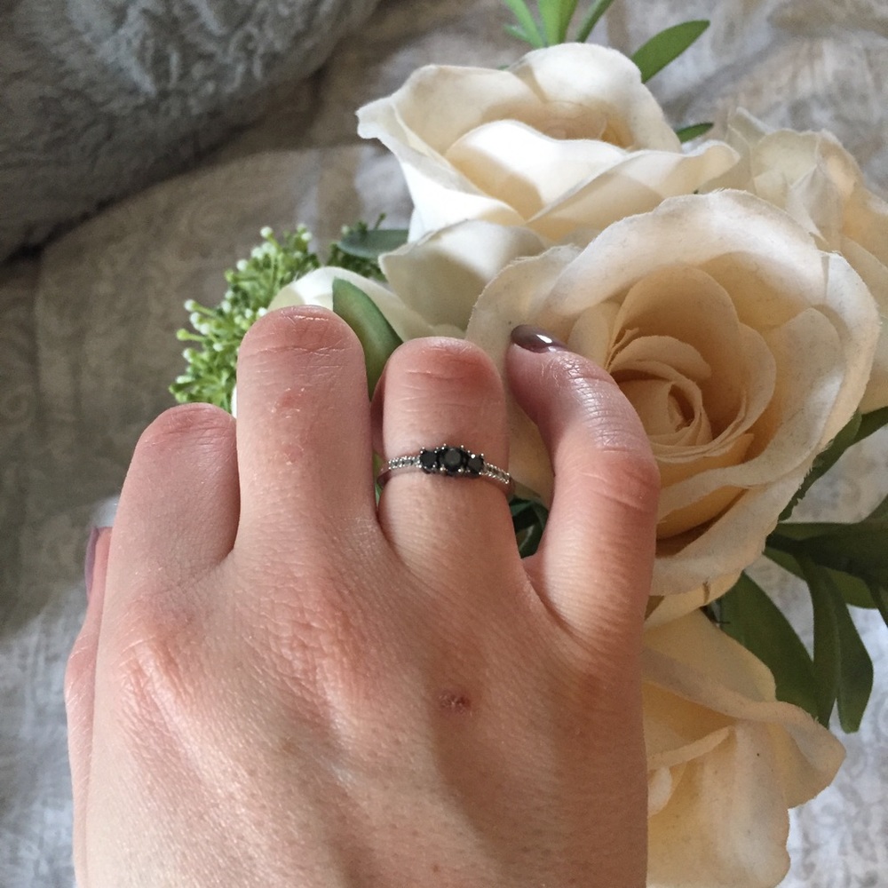 Zales Black Diamond &White Gold Ring