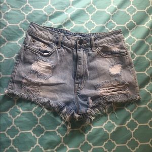 Bdg light wash hi rise shorts