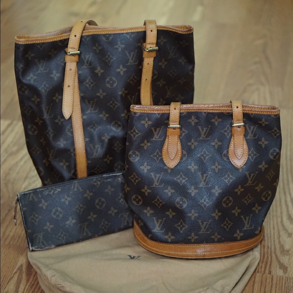✨SALE✨Authentic LV PM & GM bucket bags w/pochette