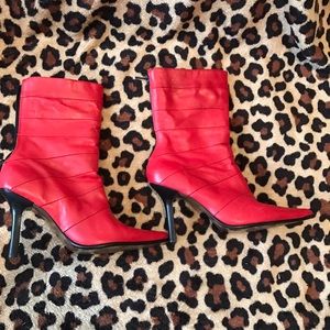 Red Leather Parma Booties