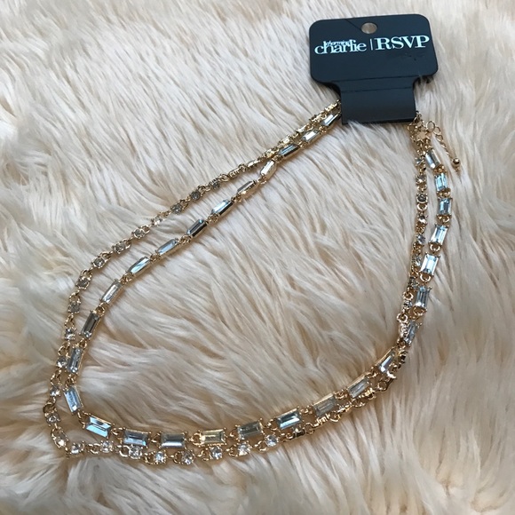 Charming Charlie Jewelry - Gold and crystal double strand necklace