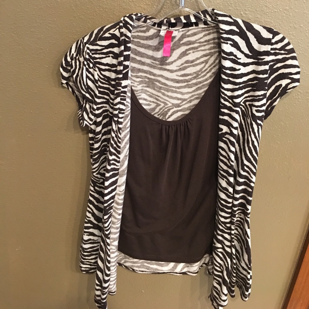 Brown zebra print shirt one piece