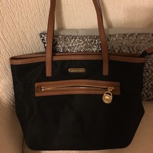 Michael Kors Kempton Black/Tan Nylon Tote Bag