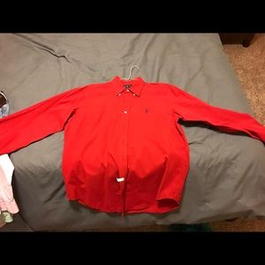 Red L Polo Ralph Lauren Men's button down shirt