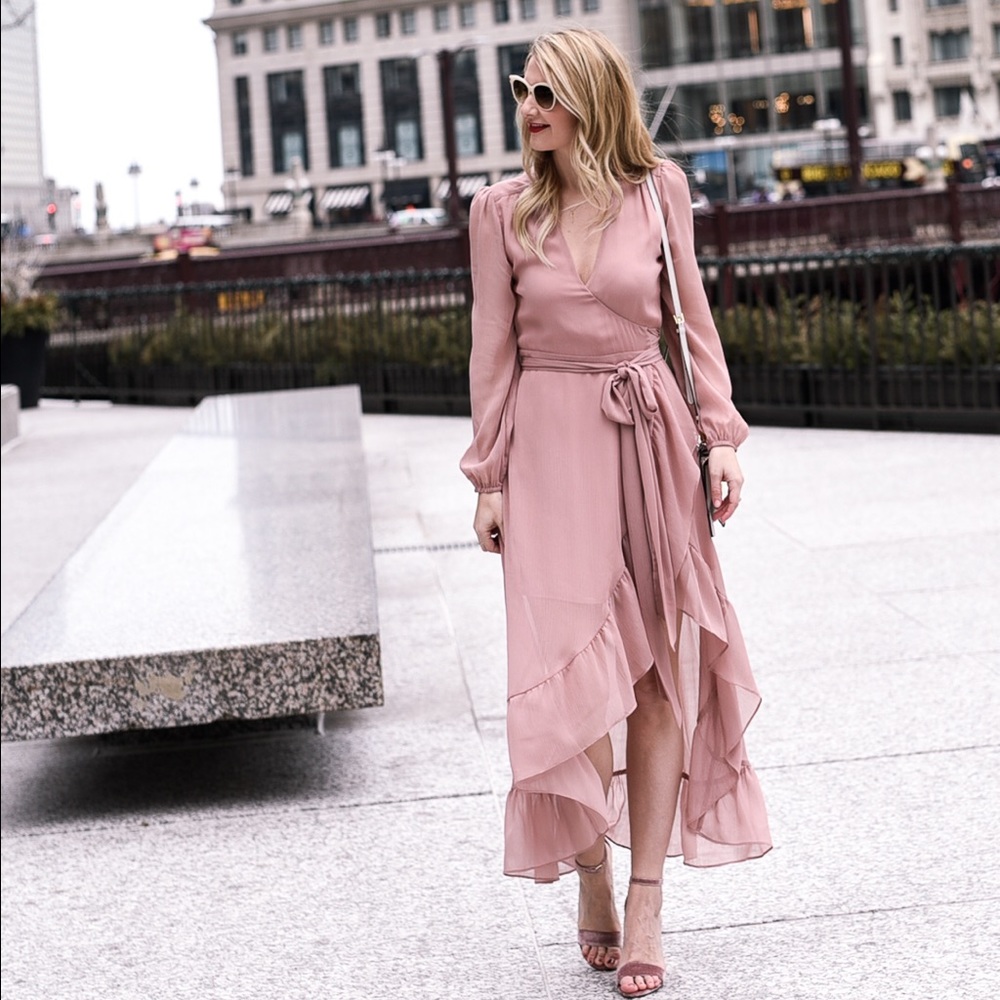 Only You Blush Midi Wrap Dress