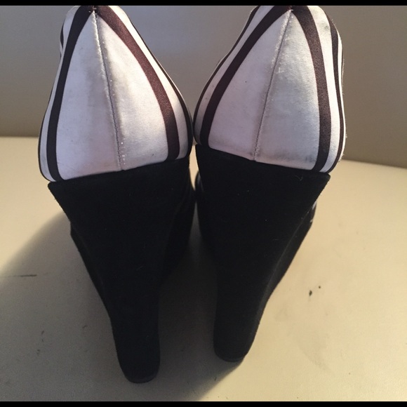 Brown White Striped Aldo Wedges Size 37 - Picture 6 of 8