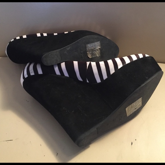 Brown White Striped Aldo Wedges Size 37 - Picture 7 of 8
