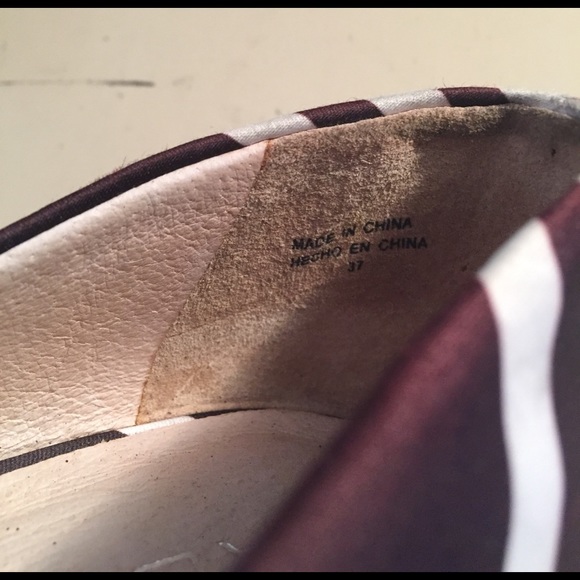 Brown White Striped Aldo Wedges Size 37 - Picture 8 of 8