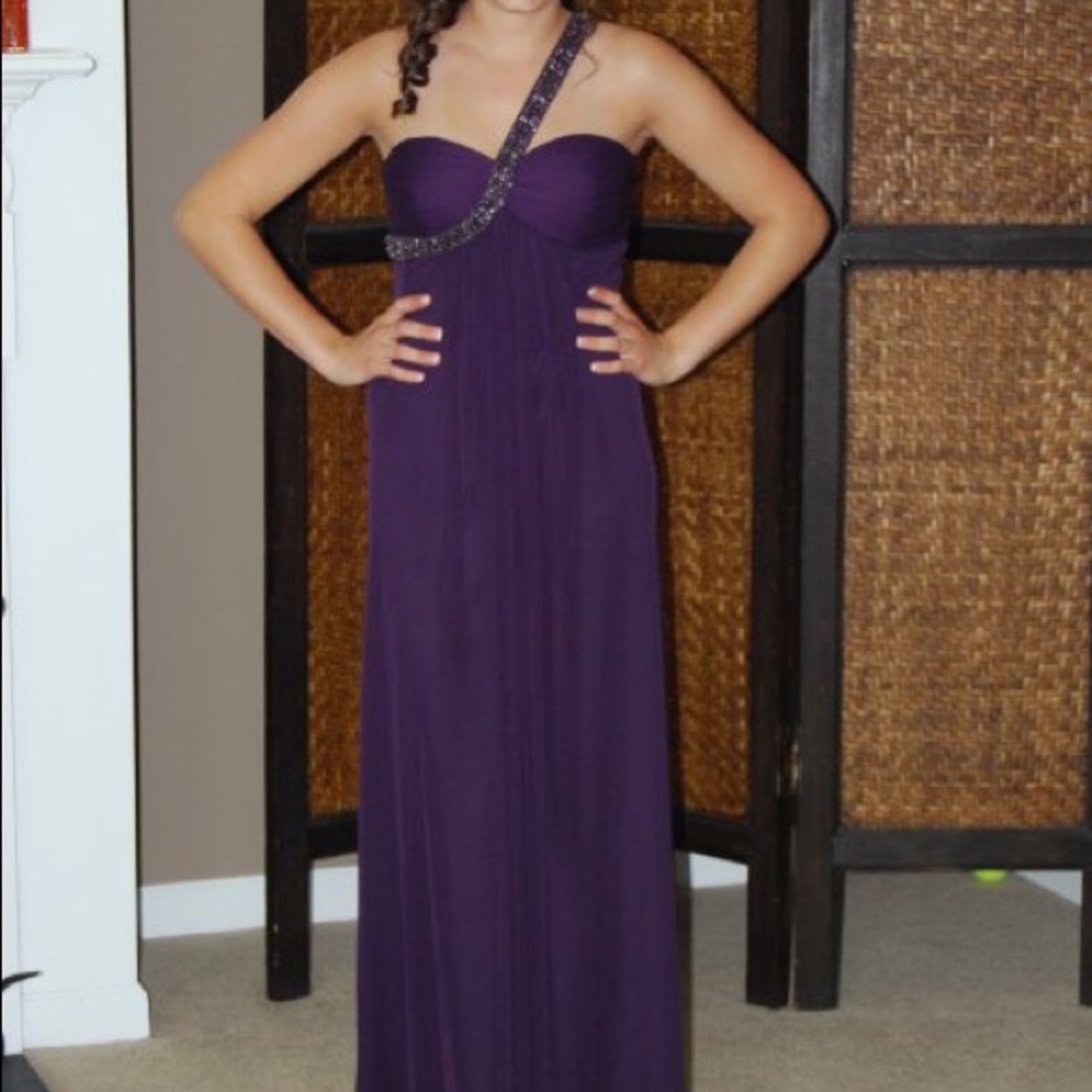 Cache one shoulder purple prom dress/formal gown