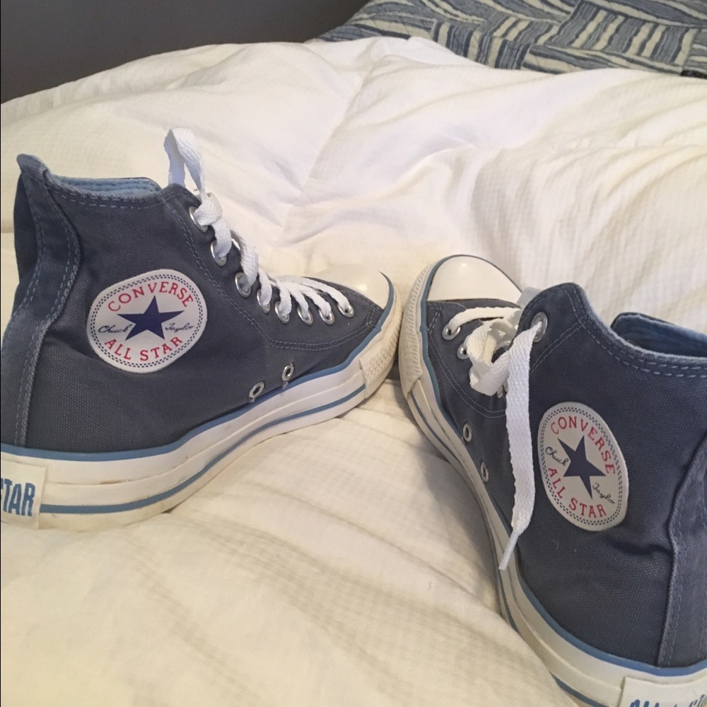 Like new converse high tops. Blue. Size 8