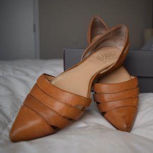 Vince Camuto Dark Tan Leather Flats