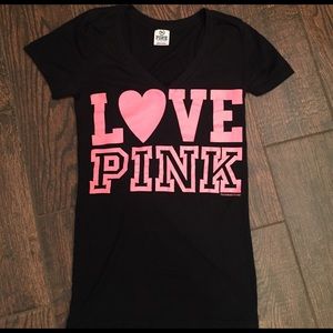 Black Short Sleeve Love Pink T-shirt