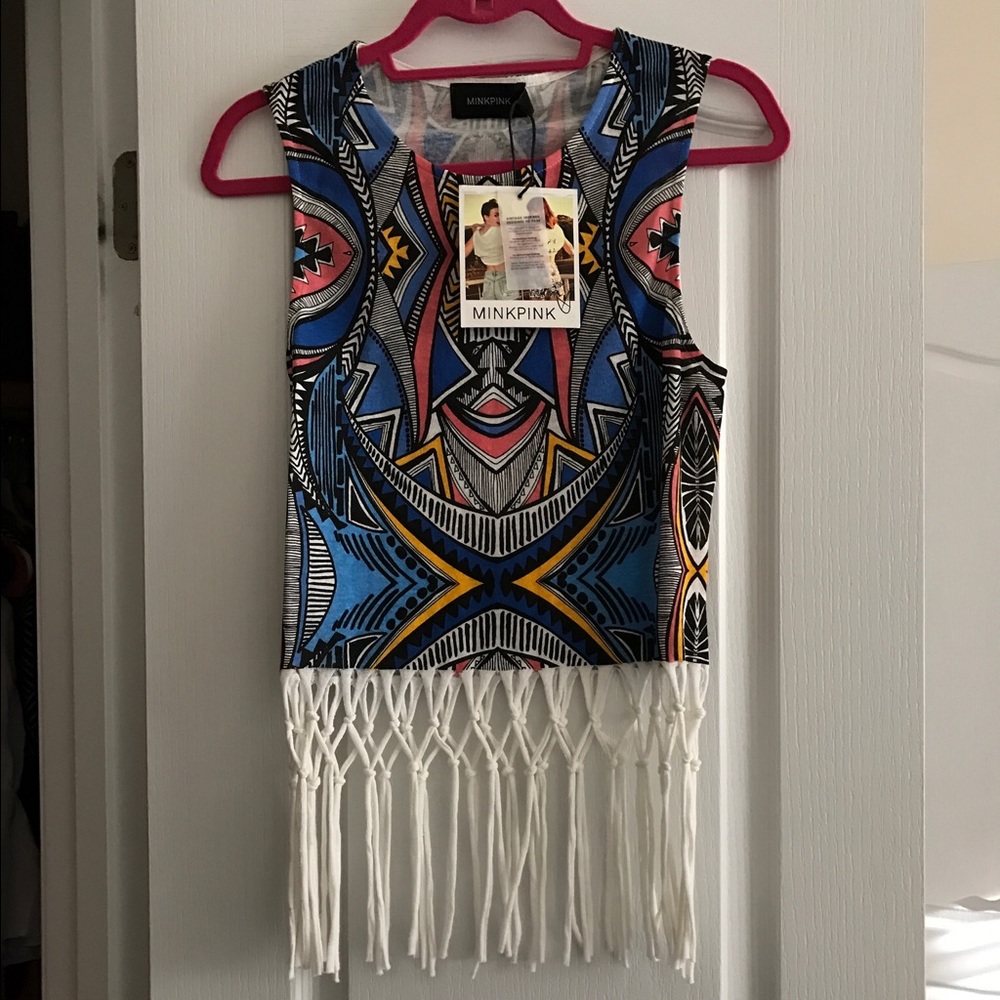 MinkPink Fringe Top