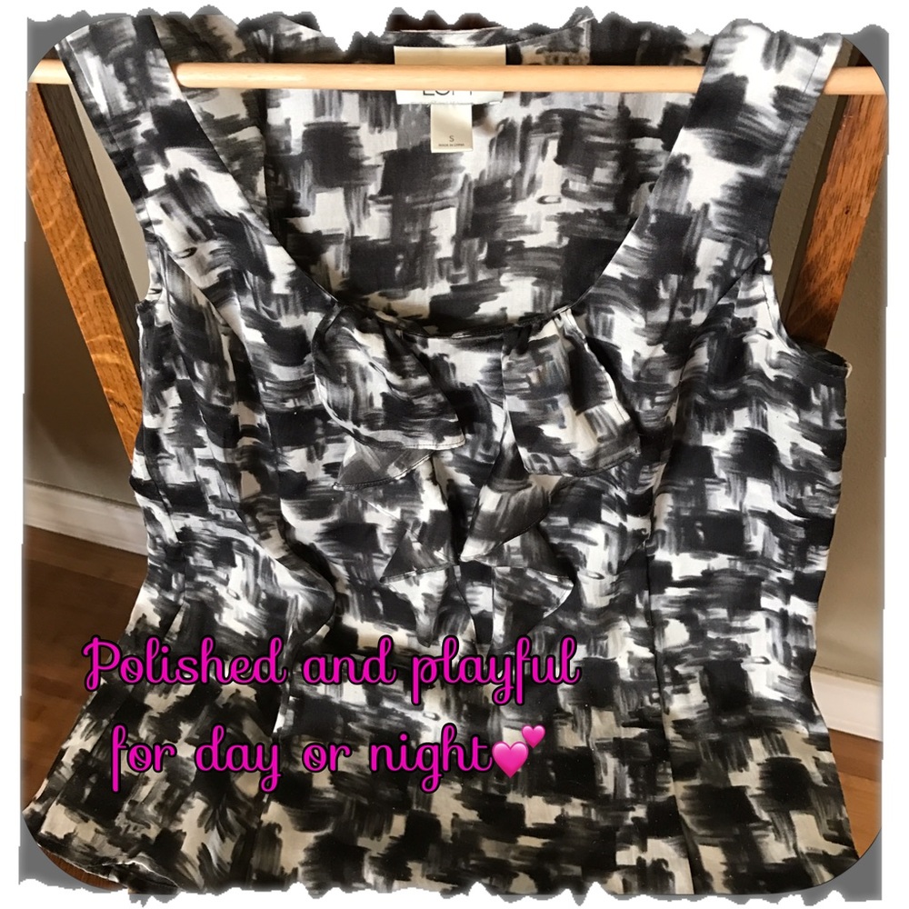 Anne Taylor LOFT/ classy top/ Black/Winter white S