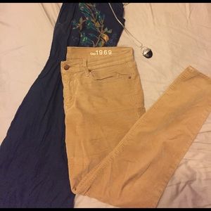 Skinny tan corduroys