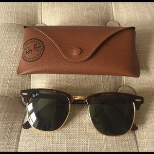 Ray Ban gold and tortoise Clubmaster sunglasses