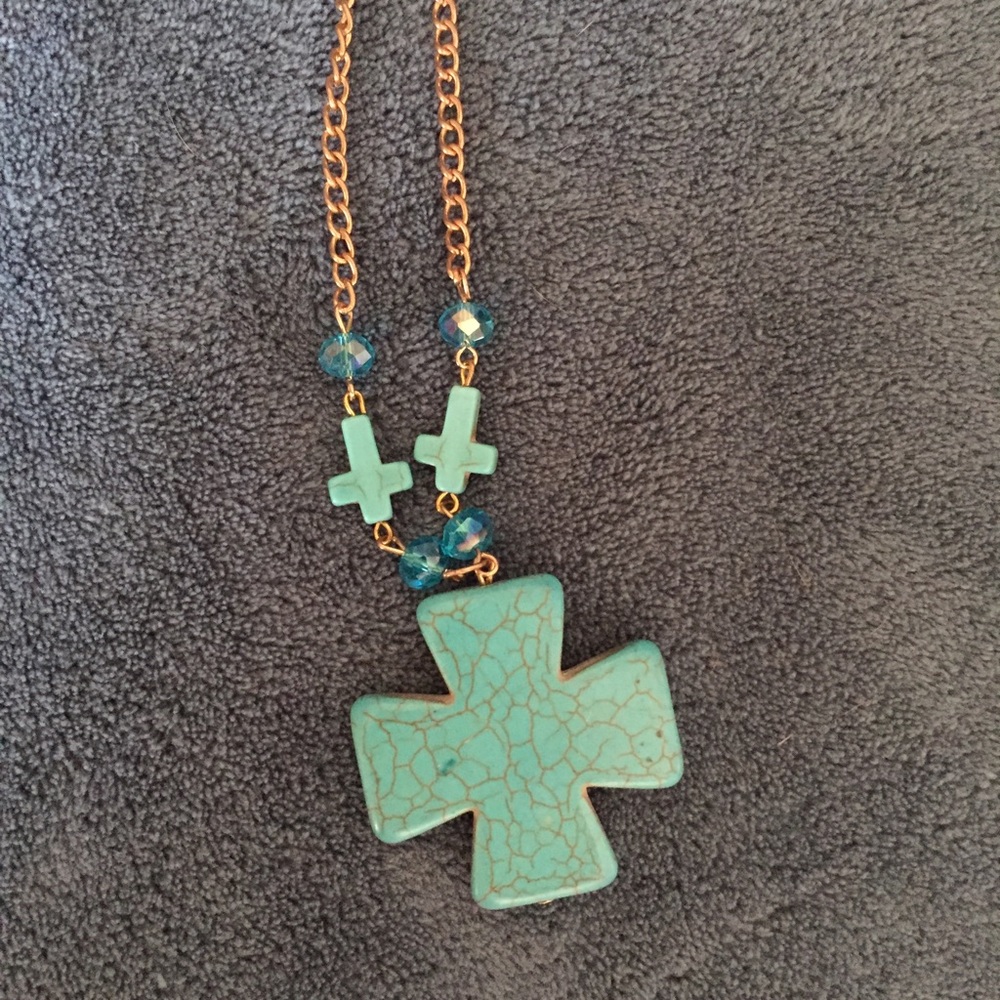 NWOT Turquoise Cross Necklace
