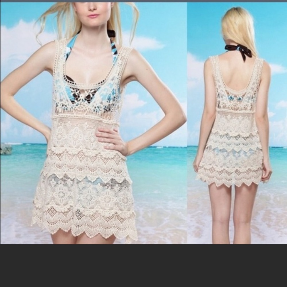 Adorable lace crochet bikini coverup. M