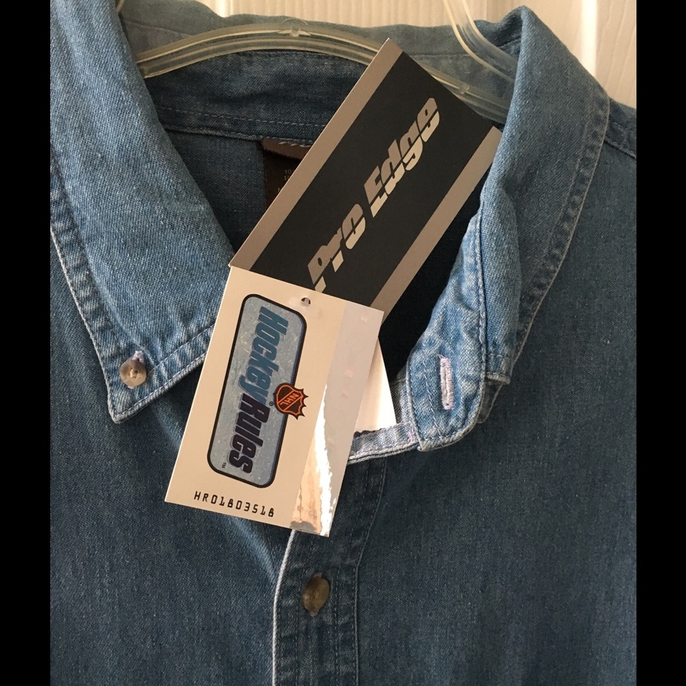 SOLD Pittsburgh Penguins Denim Long Sleeved Shirt - Picture 4 of 4