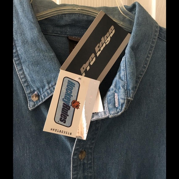 SOLD Pittsburgh Penguins Denim Long Sleeved Shirt - Picture 4 of 4