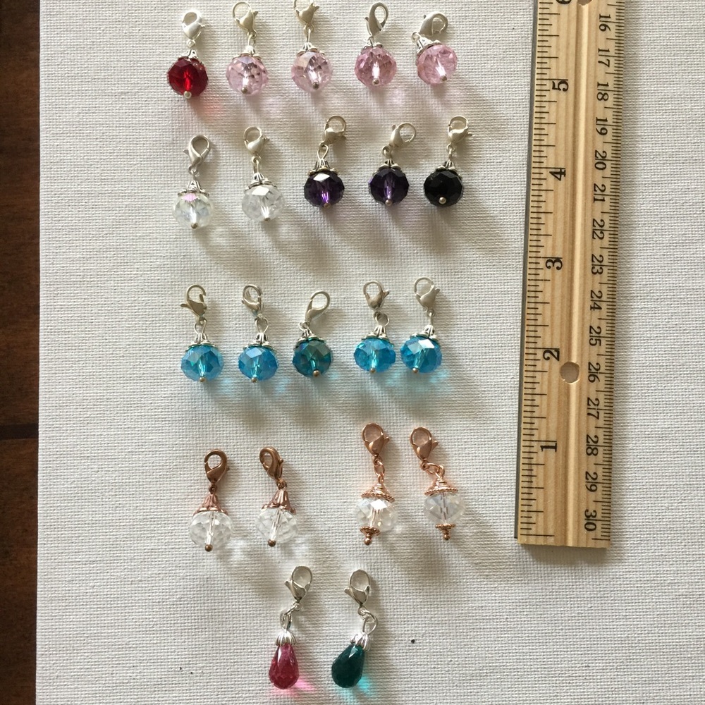 Lot of 21 multi-colored crystal jewelry dangles