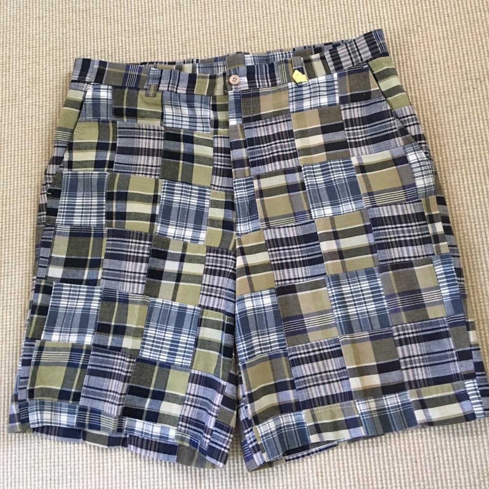 BEN HOGAN Men's Navy Madras Bermuda Shorts L