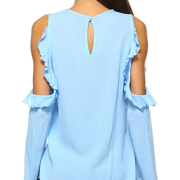 SALE Lightweight Cold Shoulder Ruffle Top - Picture 3 of 3