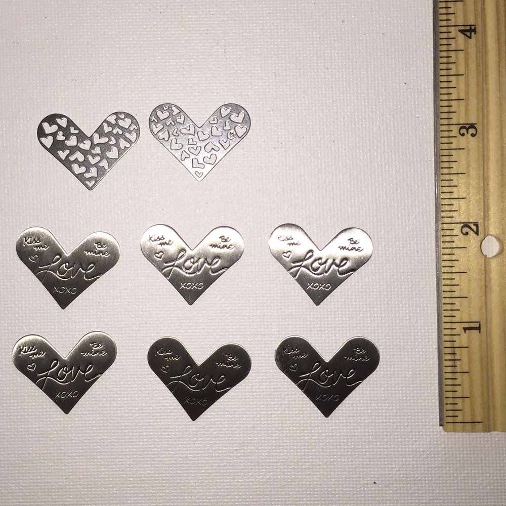 Lot of 8 heart shaped jewelry locket inserts