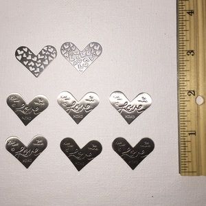 Lot of 8 heart shaped jewelry locket inserts