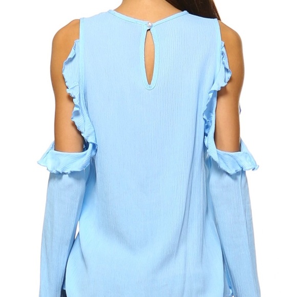 SALE Lightweight Cold Shoulder Ruffle Top - Picture 4 of 4
