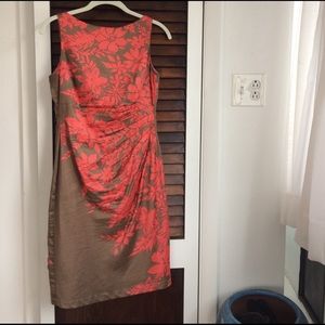 Anne Klein coral and taupe floral sheath dress
