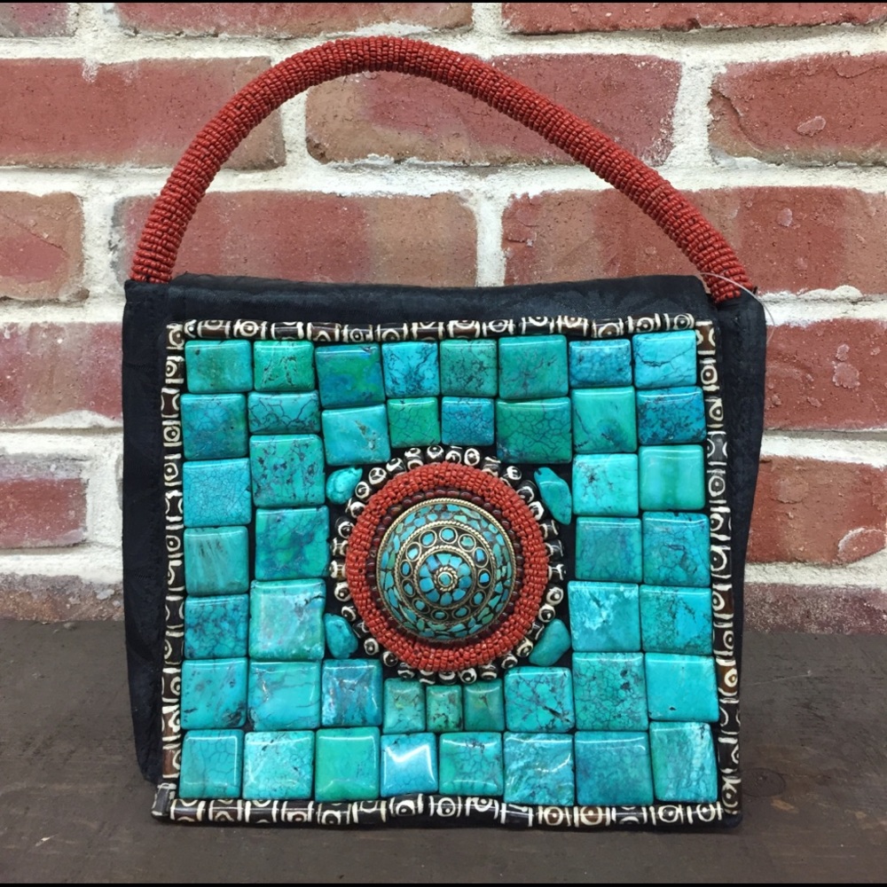Small turquoise clutch