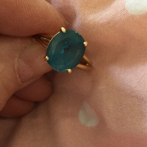 14 kt gold, blue topaz ring, 7 - Picture 3 of 4