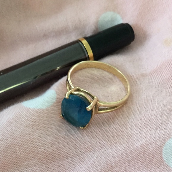 14 kt gold, blue topaz ring, 7 - Picture 4 of 4