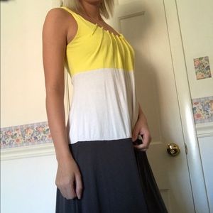 Yellow color block sheath dress