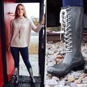 Sadie Robertson Roma Opinca Lace-Up Rain Boots