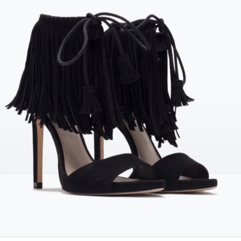 Zara Suede Fringe Sandles