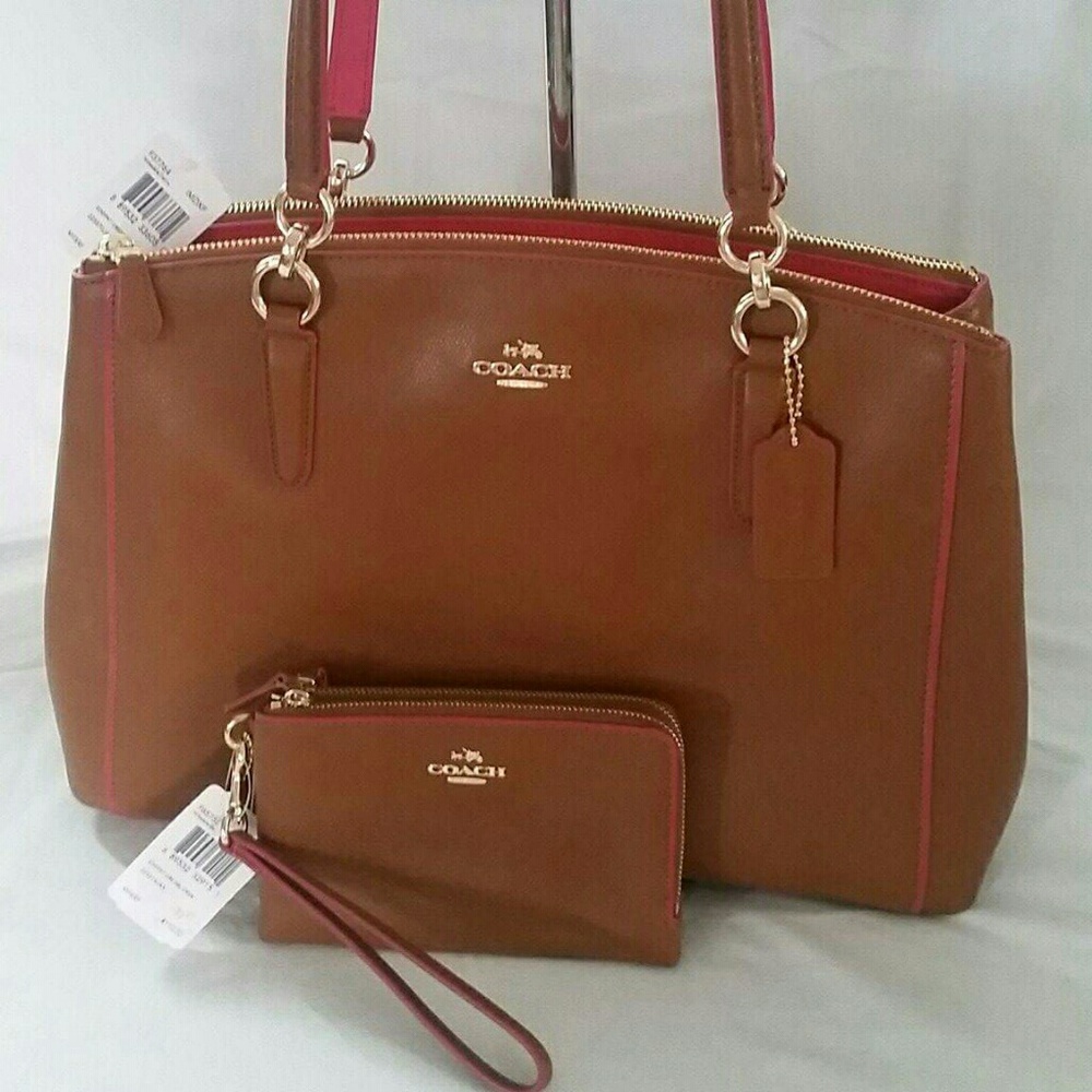 Saddle Brown and Pink Coach Set NWT