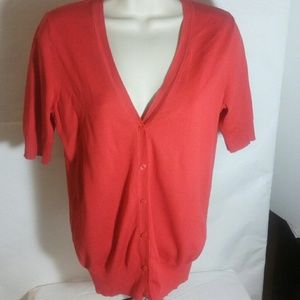 ANN TAYLOR  WOMEN' RED CARDIGAN